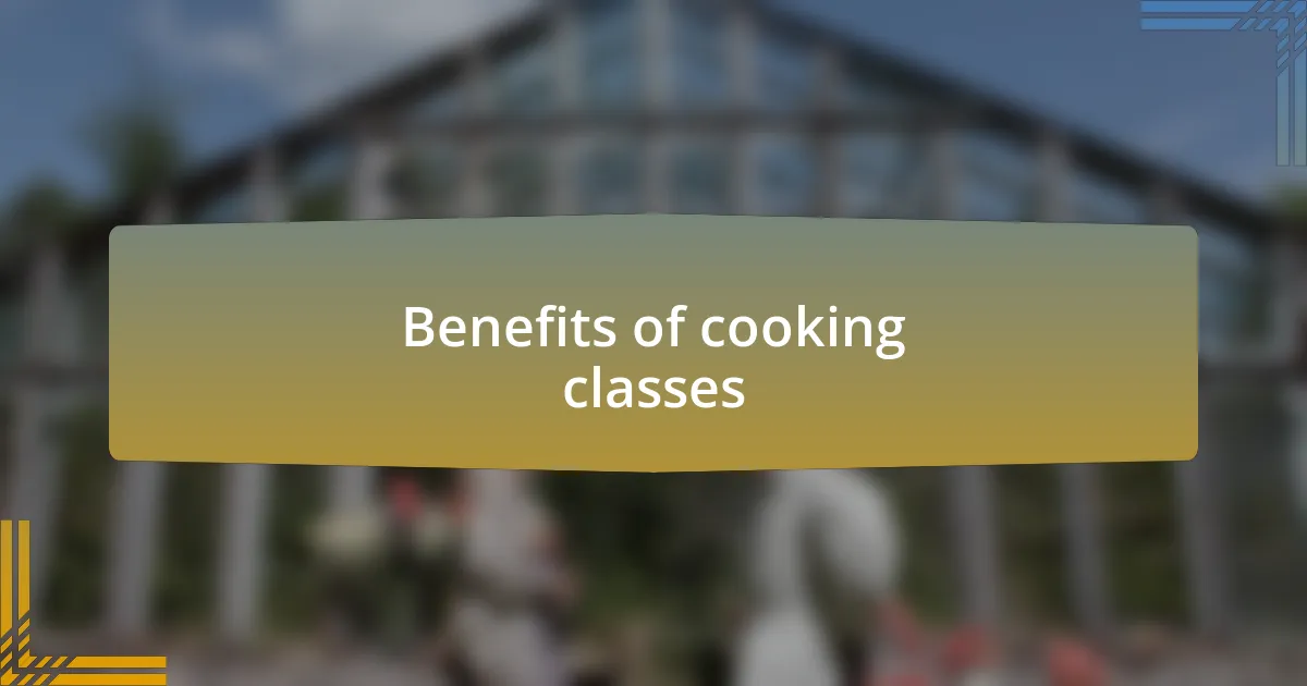 Benefits of cooking classes