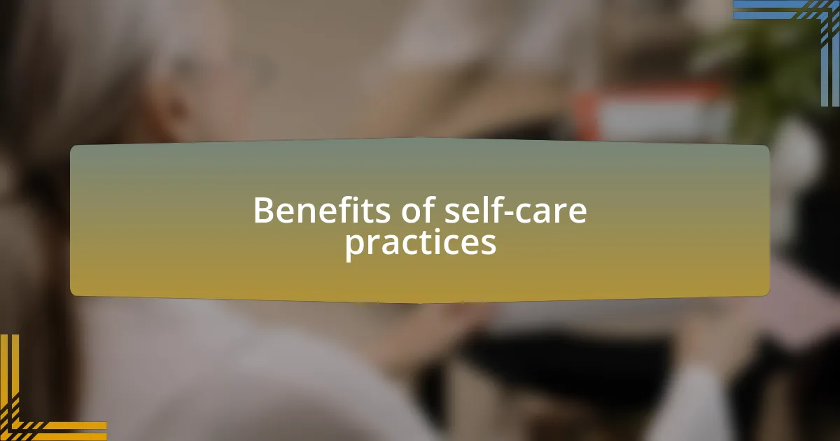 Benefits of self-care practices