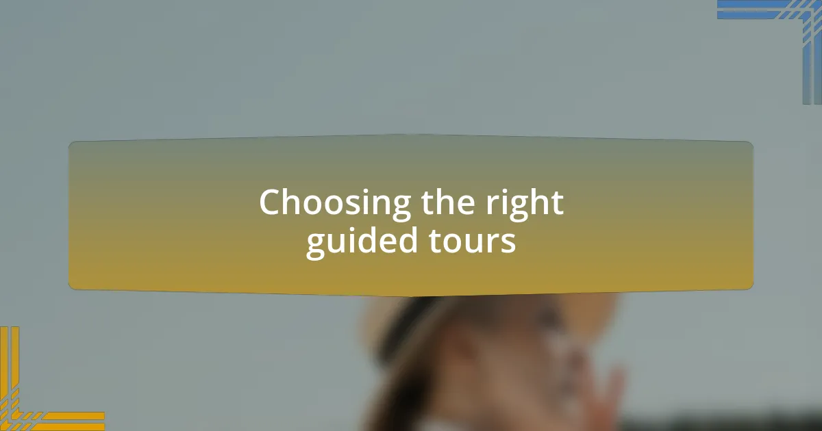 Choosing the right guided tours