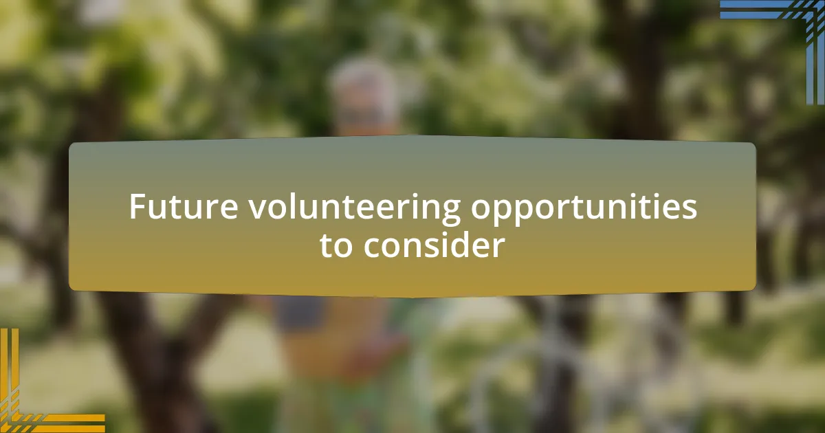 Future volunteering opportunities to consider