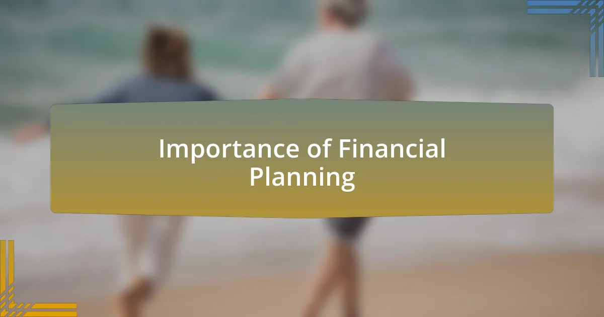 Importance of Financial Planning